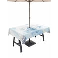 thumbnail image 1 of Outdoor Tablecloth with Umbrella Hole for Patio/Picnic/Party/Camping, Aqua Coastal Waterproof Table Cloth Rectangle Table Cover Washable, Summer Ocean Coral Jellyfish Seahorse Starfish (52"x 70"), 1 of 8