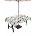 thumbnail image 1 of Outdoor Tablecloth with Umbrella Hole for Patio/Picnic/Party/Camping, Aqua Grey Botanical Waterproof Table Cloth Rectangle Table Cover Washable, Rustic Country Spring Floral Summer Leafv (60"x 120"), 1 of 8