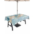 thumbnail image 1 of Outdoor Tablecloth with Umbrella Hole for Patio/Picnic/Party/Camping, Beach Coastal Blue Waterproof Table Cloth Rectangle Table Cover Washable, Nautical Shell Starfish Coral Summer (60"x 102"), 1 of 8