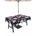 thumbnail image 1 of Outdoor Tablecloth with Umbrella Hole for Patio/Picnic/Party/Camping, Beach Coastal Waterproof Table Cloth Rectangle Table Cover Washable, Summer Nautical Shell Starfish Coral Black (60"x 102"), 1 of 8