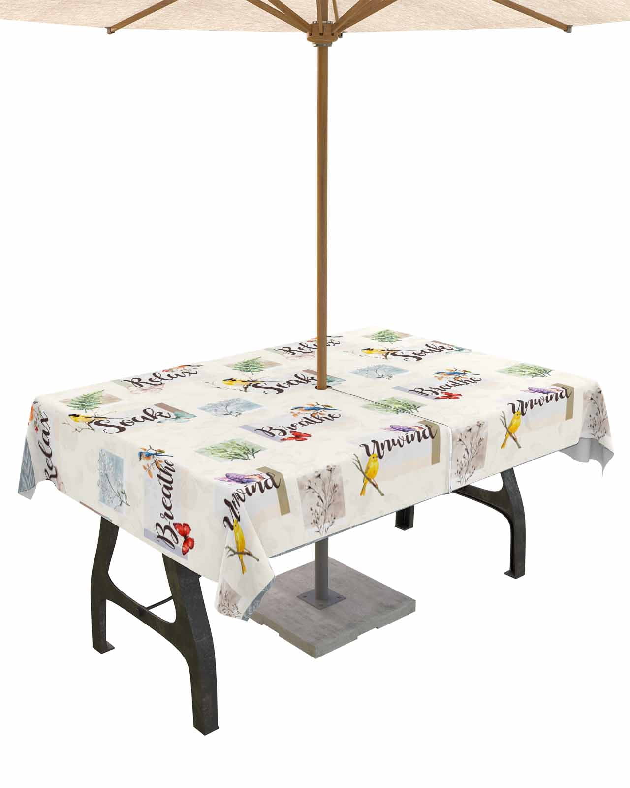 Outdoor Tablecloth with Umbrella Hole for Patio/Picnic/Party/Camping ...
