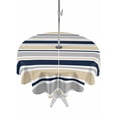 thumbnail image 1 of Outdoor Tablecloth with Umbrella Hole for Patio/Picnic/Party/Camping, Beige Navy Blue Striped Waterproof Table Cloth Round Cover Washable, Farmhouse Stripes Modern Abstract Art (Dia 54"), 1 of 8