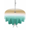thumbnail image 1 of Outdoor Tablecloth with Umbrella Hole for Patio/Picnic/Party/Camping, Beige Teal Ombre Waterproof Table Cloth Round Cover Washable, Turquoise Farmhouse Aesthetic Gradient (Dia 54"), 1 of 9