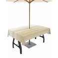 thumbnail image 1 of Outdoor Tablecloth with Umbrella Hole for Patio/Picnic/Party/Camping, Beige White Stripes Waterproof Table Cloth Rectangle Table Cover Washable, Farmhouse Modern Gradient Lines 52"x 70", 1 of 7