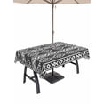 thumbnail image 1 of Outdoor Tablecloth with Umbrella Hole for Patio/Picnic/Party/Camping, Black Boho Waterproof Table Cloth Rectangle Table Cover Washable, Abstract Geometric Bohemia Ethnic Striped (60"x 84"), 1 of 8