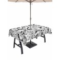 thumbnail image 1 of Outdoor Tablecloth with Umbrella Hole for Patio/Picnic/Party/Camping, Black Cartoon Cats Waterproof Table Cloth Rectangle Table Cover Washable, Modern Abstract Art Striped Cats (52"x 70"), 1 of 8