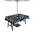 thumbnail image 1 of Outdoor Tablecloth with Umbrella Hole for Patio/Picnic/Party/Camping, Black Coastal Waterproof Table Cloth Rectangle Table Cover Washable, Nautical Whale Shell Starfish Ocean (60"x 102"), 1 of 8