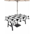thumbnail image 1 of Outdoor Tablecloth with Umbrella Hole for Patio/Picnic/Party/Camping, Black Grey Plaid Waterproof Table Cloth Rectangle Table Cover Washable, Modern Geometric Minimalist Checkered (52"x 70"), 1 of 8