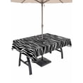thumbnail image 1 of Outdoor Tablecloth with Umbrella Hole for Patio/Picnic/Party/Camping, Black Striped Waterproof Table Cloth Rectangle Table Cover Washable, Retro Wave Lines Texture Simple (60"x 102"), 1 of 8