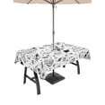 thumbnail image 1 of Outdoor Tablecloth with Umbrella Hole for Patio/Picnic/Party/Camping, Black White Cartoon Space Waterproof Table Cloth Rectangle Table Cover Washable, Star Spacecraft Rocket Meteorite (52"x 70"), 1 of 8