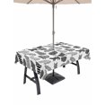 thumbnail image 1 of Outdoor Tablecloth with Umbrella Hole for Patio/Picnic/Party/Camping, Black White Cat Waterproof Table Cloth Rectangle Table Cover Washable, Modern Striped Geometric Abstract (60"x 84"), 1 of 8