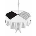 thumbnail image 1 of Outdoor Tablecloth with Umbrella Hole for Patio/Picnic/Party/Camping, Black White Geometric Waterproof Table Cloth Round Cover Washable, Boho Stripes Abstract Simple Art (Dia 60"), 1 of 9