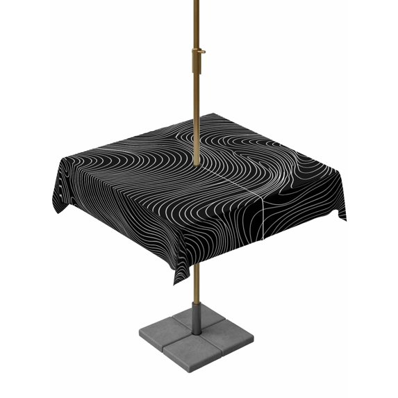 Outdoor Tablecloth with Umbrella Hole for Patio/Picnic/Party/Camping, Black White Striped Waterproof Table Cloth Square Cover Washable, Modern Abstract Art Lines Stripes (54"x 54")