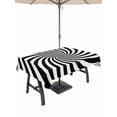 thumbnail image 1 of Outdoor Tablecloth with Umbrella Hole for Patio/Picnic/Party/Camping, Black White Waterproof Table Cloth Rectangle Table Cover Washable, Farmhouse Striped Spiral Vortex Abstract (52"x 70"), 1 of 9