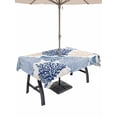 thumbnail image 1 of Outdoor Tablecloth with Umbrella Hole for Patio/Picnic/Party/Camping, Blue Beige Coastal Waterproof Table Cloth Rectangle Table Cover Washable, Summer Coral Beach Nautical (60"x 84"), 1 of 9
