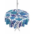 thumbnail image 1 of Outdoor Tablecloth with Umbrella Hole for Patio/Picnic/Party/Camping, Blue Boho Floral Waterproof Table Cloth Round Cover Washable, Abstract Art Paisley Flower (Dia 60"), 1 of 8