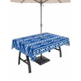 thumbnail image 1 of Outdoor Tablecloth with Umbrella Hole for Patio/Picnic/Party/Camping, Blue Boho Waterproof Table Cloth Rectangle Table Cover Washable, Abstract Geometric Bohemia Ethnic Striped (54"x 80"), 1 of 8