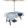 thumbnail image 1 of Outdoor Tablecloth with Umbrella Hole for Patio/Picnic/Party/Camping, Blue Bohogeometric Waterproof Table Cloth Rectangle Table Cover Washable, Bohemia Ethnic Abstract Lines Leaf (52"x 70"), 1 of 8