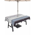 thumbnail image 1 of Outdoor Tablecloth with Umbrella Hole for Patio/Picnic/Party/Camping, Blue Brown Stripes Waterproof Table Cloth Rectangle Table Cover Washable, Abstract Geometric Spring Flowers Country (54"x 80"), 1 of 8