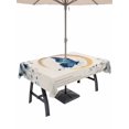 thumbnail image 1 of Outdoor Tablecloth with Umbrella Hole for Patio/Picnic/Party/Camping, Blue Butterflies Flowers Waterproof Table Cloth Rectangle Table Cover Washable, Spring Watercolor Botanical Beige (60"x 84"), 1 of 9