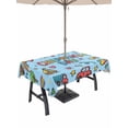 thumbnail image 1 of Outdoor Tablecloth with Umbrella Hole for Patio/Picnic/Party/Camping, Blue Children's Day Waterproof Table Cloth Rectangle Table Cover Washable, Car Tree Stars Modern Abstract Art Cartoon (60"x 120"), 1 of 8