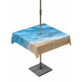 thumbnail image 1 of Outdoor Tablecloth with Umbrella Hole for Patio/Picnic/Party/Camping, Blue Coastal Beach Waterproof Table Cloth Square Cover Washable, Summer Nautical Ocean Beige Seaside (54"x 54"), 1 of 8