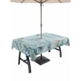 thumbnail image 1 of Outdoor Tablecloth with Umbrella Hole for Patio/Picnic/Party/Camping, Blue Coastal Jellyfish Waterproof Table Cloth Rectangle Table Cover Washable, Ocean Beach Eucalyptus Leaves Coral (60"x 84"), 1 of 8