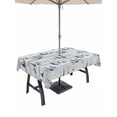 thumbnail image 1 of Outdoor Tablecloth with Umbrella Hole for Patio/Picnic/Party/Camping, Blue Coastal Nautical Waterproof Table Cloth Rectangle Table Cover Washable, Summer Ocean Sea Vintage Wooden Grain (60"x 84"), 1 of 8