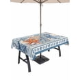 thumbnail image 1 of Outdoor Tablecloth with Umbrella Hole for Patio/Picnic/Party/Camping, Blue Coastal Waterproof Table Cloth Rectangle Table Cover Washable, Orange Starfish Coral Beach Nautical Vintage (60"x 84"), 1 of 8