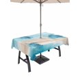 thumbnail image 1 of Outdoor Tablecloth with Umbrella Hole for Patio/Picnic/Party/Camping, Blue Coastal Waterproof Table Cloth Rectangle Table Cover Washable, Sea Turtle Beach Nautical Seaside Ocean (54"x 80"), 1 of 9