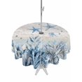 thumbnail image 1 of Outdoor Tablecloth with Umbrella Hole for Patio/Picnic/Party/Camping, Blue Coastal Waterproof Table Cloth Round Cover Washable, Summer Watercolor Vintage Starfish Corals (Dia 54"), 1 of 9