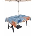 thumbnail image 1 of Outdoor Tablecloth with Umbrella Hole for Patio/Picnic/Party/Camping, Blue Coastal Whale Waterproof Table Cloth Rectangle Table Cover Washable, Retro Nautical Marine Life Leaves (60"x 120"), 1 of 9