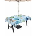 thumbnail image 1 of Outdoor Tablecloth with Umbrella Hole for Patio/Picnic/Party/Camping, Blue Coral Coastal Waterproof Table Cloth Rectangle Table Cover Washable, Seaside Summer Beach Ocean Modern Art (54"x 80"), 1 of 9