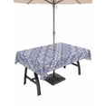 thumbnail image 1 of Outdoor Tablecloth with Umbrella Hole for Patio/Picnic/Party/Camping, Blue Floral Waterproof Table Cloth Rectangle Table Cover Washable, Spring Flowers Pattern Plants Simple Vintage (60"x 84"), 1 of 8