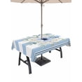 thumbnail image 1 of Outdoor Tablecloth with Umbrella Hole for Patio/Picnic/Party/Camping, Blue Flowers Waterproof Table Cloth Rectangle Table Cover Washable, Spring Summer Botanical Floral Leaf Stripe (54"x 80"), 1 of 9