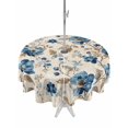 thumbnail image 1 of Outdoor Tablecloth with Umbrella Hole for Patio/Picnic/Party/Camping, Blue Flowers Waterproof Table Cloth Round Cover Washable, Spring Floral Brown Leaves Botanical Retro Beige (Dia 54"), 1 of 9