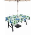thumbnail image 1 of Outdoor Tablecloth with Umbrella Hole for Patio/Picnic/Party/Camping, Blue Green Botanical Waterproof Table Cloth Rectangle Table Cover Washable, Watercolor Spring Floral Summer (60"x 120"), 1 of 8
