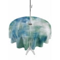 thumbnail image 1 of Outdoor Tablecloth with Umbrella Hole for Patio/Picnic/Party/Camping, Blue Green Waterproof Table Cloth Round Cover Washable, Modern Abstract Minimalist Texture Watercolor (Dia 60"), 1 of 9