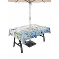 thumbnail image 1 of Outdoor Tablecloth with Umbrella Hole for Patio/Picnic/Party/Camping, Blue Hydrangea Waterproof Table Cloth Rectangle Table Cover Washable, Spring Summer Eucalyptus Wooden (60"x 120"), 1 of 9