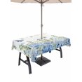 thumbnail image 1 of Outdoor Tablecloth with Umbrella Hole for Patio/Picnic/Party/Camping, Blue Hydrangea Waterproof Table Cloth Rectangle Table Cover Washable, Spring Summer Eucalyptus Leaves Butterfly (52"x 70"), 1 of 9