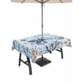 thumbnail image 1 of Outdoor Tablecloth with Umbrella Hole for Patio/Picnic/Party/Camping, Blue Octopus Coastal Waterproof Table Cloth Rectangle Table Cover Washable, Summer Beach Coral Conch Shell (60"x 84"), 1 of 9