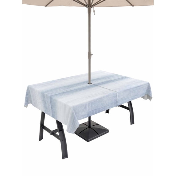 Outdoor Tablecloth with Umbrella Hole for Patio/Picnic/Party/Camping, Blue Ombre Waterproof Table Cloth Rectangle Table Cover Washable, Modern Gradient Abstract Art (60"x 120")