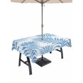 thumbnail image 1 of Outdoor Tablecloth with Umbrella Hole for Patio/Picnic/Party/Camping, Blue Palm Leaves Waterproof Table Cloth Rectangle Table Cover Washable, Summer Botanical Tropical Plants (52"x 70"), 1 of 9