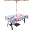 thumbnail image 1 of Outdoor Tablecloth with Umbrella Hole for Patio/Picnic/Party/Camping, Blue Pink Flowers Waterproof Table Cloth Rectangle Table Cover Washable, Spring Garden Floral Gray Wooden (60"x 120"), 1 of 8