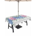 thumbnail image 1 of Outdoor Tablecloth with Umbrella Hole for Patio/Picnic/Party/Camping, Blue Pink Hydrangea Waterproof Table Cloth Rectangle Table Cover Washable, Eucalyptus Leaves Grey Plaid (60"x 84"), 1 of 8