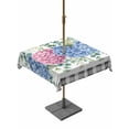 thumbnail image 1 of Outdoor Tablecloth with Umbrella Hole for Patio/Picnic/Party/Camping, Blue Pink Hydrangea Waterproof Table Cloth Square Cover Washable, Eucalyptus Leaves Summer Botanical Plaid (54"x 54"), 1 of 8