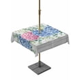 thumbnail image 1 of Outdoor Tablecloth with Umbrella Hole for Patio/Picnic/Party/Camping, Blue Pink Hydrangea Waterproof Table Cloth Square Cover Washable, Eucalyptus Leaves Wooden Summer Botanical (60"x 60"), 1 of 8