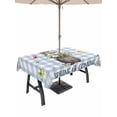 thumbnail image 1 of Outdoor Tablecloth with Umbrella Hole for Patio/Picnic/Party/Camping, Blue Plaid Groundhog Waterproof Table Cloth Rectangle Table Cover Washable, Spring Floral Butterfly Botanical (52"x 70"), 1 of 8