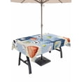 thumbnail image 1 of Outdoor Tablecloth with Umbrella Hole for Patio/Picnic/Party/Camping, Blue Plaid Sports Waterproof Table Cloth Rectangle Table Cover Washable, Classic Sports Athletic Botanical (52"x 70"), 1 of 9
