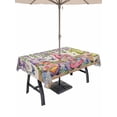 thumbnail image 1 of Outdoor Tablecloth with Umbrella Hole for Patio/Picnic/Party/Camping, Blue Purple Gnomes Waterproof Table Cloth Rectangle Table Cover Washable, Spring Vintage Hydrangea Flower Leaf (60"x 102"), 1 of 8